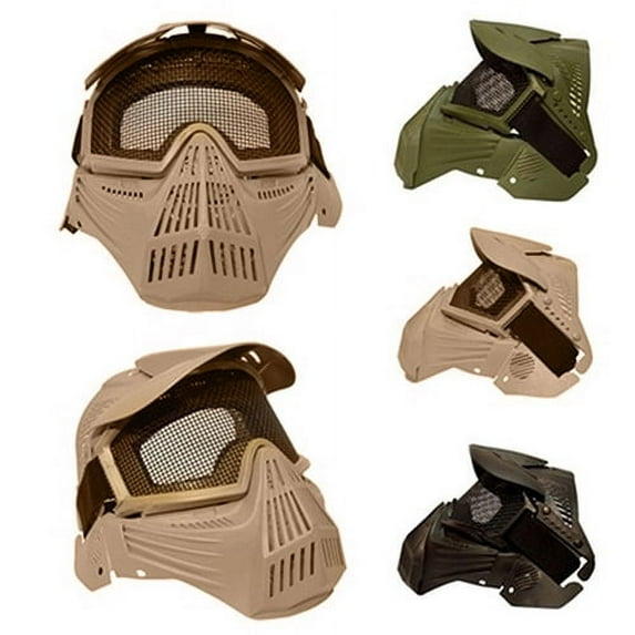 Sioweci Tactical Airsoft Pro Full Face Mask with Safety Metal Mesh Goggles Protection