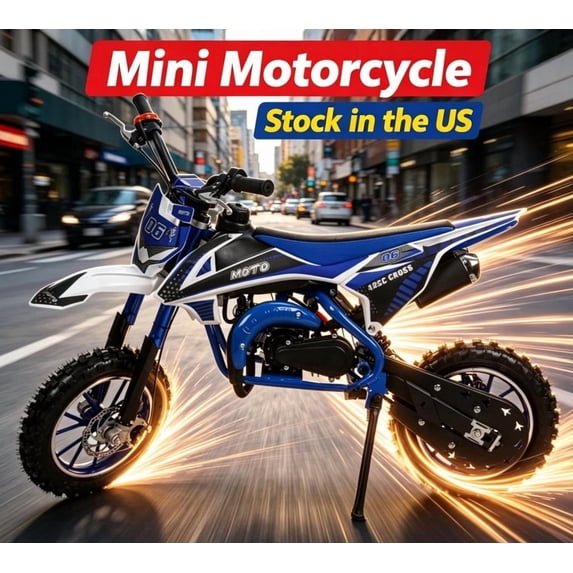Sioweci Upgraded 2026 49cc 2-Stroke Kids Dirt Bike, Pocket Gas Motorbike, Beach Off Road Gas Power Mini Pocket Motorcycle with Improved Front Rear Disc Brakes, Mini Dirt Scooter Bike Pocket