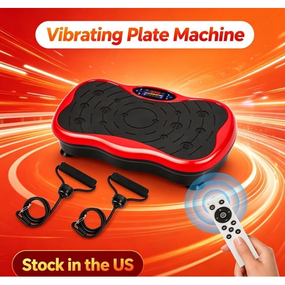 Sioweci Vibration Plate Exercise Machine, Health & Fitness Full Body Vibration Platform, Portable Vibration Plate Platform for Weight Loss Home Fitness, Lymphatic Drainage, w/Resistance Bands+Remote