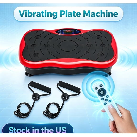 Sioweci Vibration Plate Exercise Machine - Whole Body Workout Vibration Fitness Platform Fit Massage Workout Trainer w/Loop Bands + Remote, 99 Levels