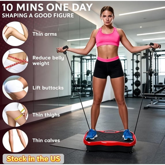 Sioweci Vibration Plate Exercise Machine Whole Body Workout Vibration Fitness Platform for Home Fitness & Weight Loss + Loop Resistance Bands, 99 Levels
