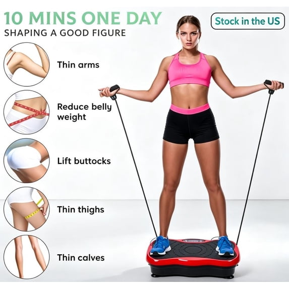 Sioweci Vibration Plate Machine, Vibration Fitness Trainer with Speaker,2 Resistance Bands, Home Exercise Equipment for Fitness Body Toning