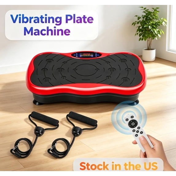 Sioweci Whole Body Vibration Plate Exercise Machine – Power Vibrating Plate for Lymphatic Drainage Weight Loss, Shake Plate Exercise Platform with Touch Screen & Resistance Bands