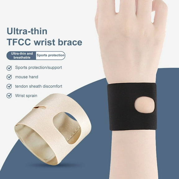 Sioweci Wrist Brace with Fastener Tape Super Soft Ultra-Thin Breathable Carpal Tunnel Pain Relief Wrist Support Wrap Black S