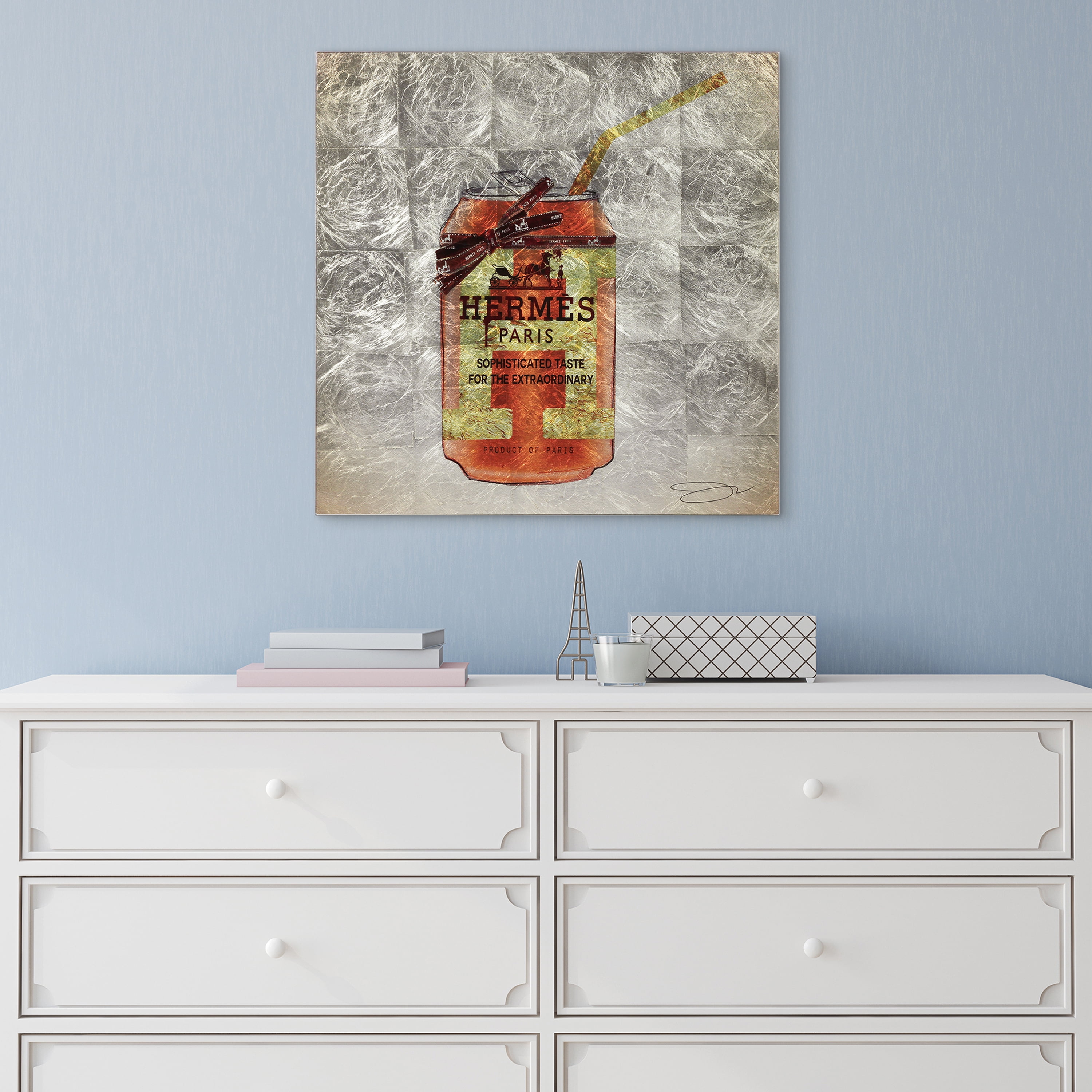 "Sip Designer" Reverse Printed Tempered Glass with Silver Leaf