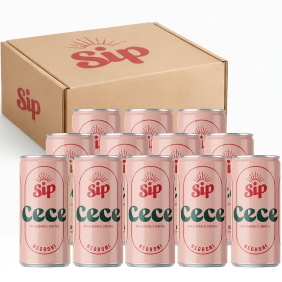 Sip Negroni Alcohol Free Cocktail Cans 12 Pack | Bar-Quality Mocktails Ready to Drink | Made with Real Fruit & Natural Botanicals | No Added Sugar & Natural Ingredients | Female Founded UK Brand