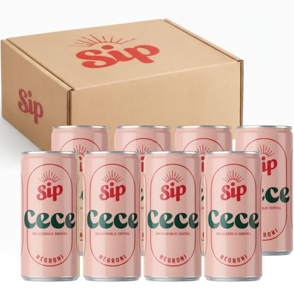 Sip Negroni Alcohol Free Cocktail Cans 8 Pack | Bar-Quality Mocktails Ready to Drink | Made with Real Fruit & Natural Botanicals | No Added Sugar & Natural Ingredients | Female Founded UK Brand