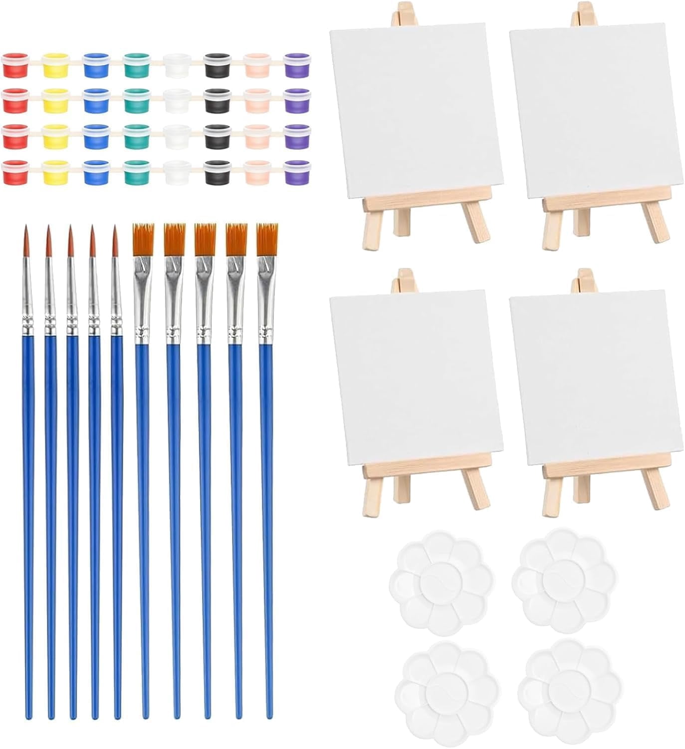 Sip and Paint Kit, 24-Piece Toddler Painting Set with Mini Canvas Suitable for Adults and Kids, Creative Art Projects Suitable for Family Activities and Gifting