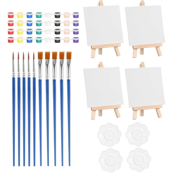 Sip and Paint Kit, 24-Piece Toddler Painting Set with Mini Canvas Suitable for Adults and Kids, Creative Art Projects Suitable for Family Activities and Gifting