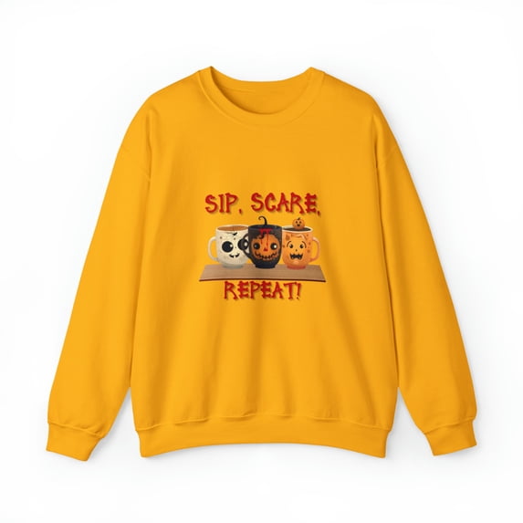 Sip, Scare, Repeat! Coffee Lover Unisex Heavy Blend™ Crewneck Sweatshirt