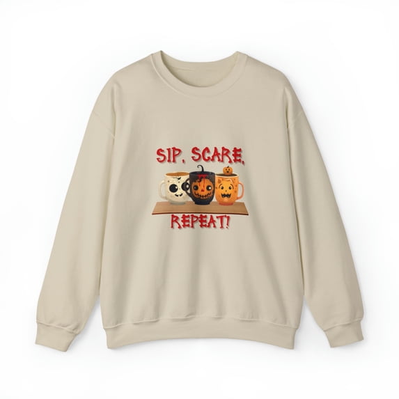 Sip, Scare, Repeat! Coffee Lover Unisex Heavy Blend™ Crewneck Sweatshirt