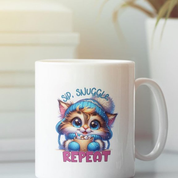 Sip Snuggle Repeat Mug Cute Cozy Animal Mug Winter Coffee Mug Cute Coffee Cup Cozy Gift Her.jpg
