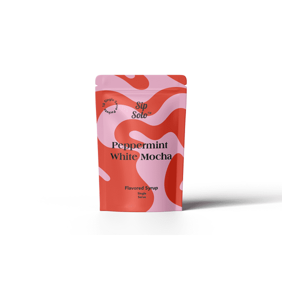 Sip Solo Peppermint White Mocha Flavored Syrup, 10 pack, Single-Serve