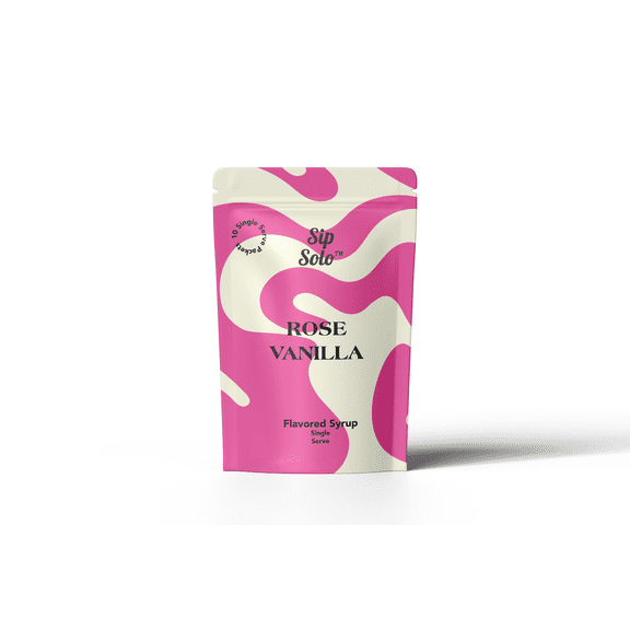 Sip Solo Rose Vanilla Flavored Syrup, 10 pack, Single-Serve