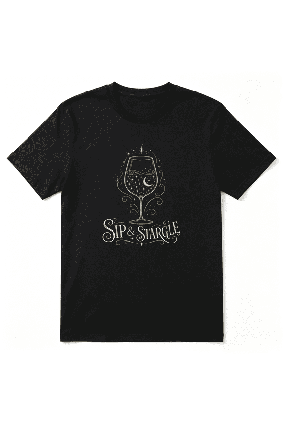 Sip & Stargle Cool Graphic Tee for Men and Women, Wine Lover Hilarious Cotton Short Sleeves T-Shirt