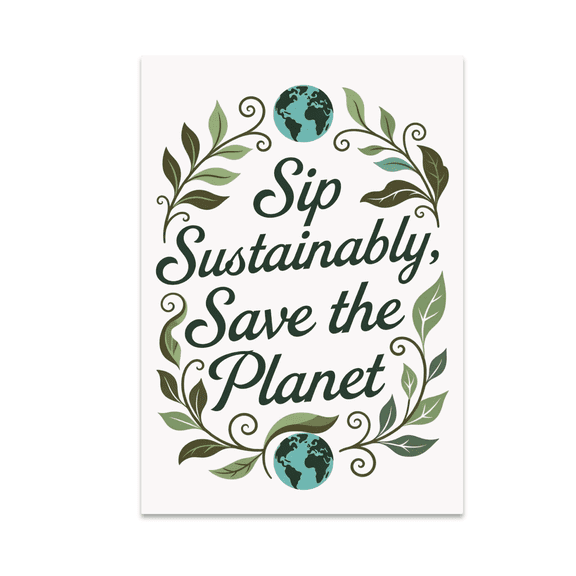 Sip Sustainably Save the Planet - Eco-Friendly Wall Art - 13x19 Poster Print