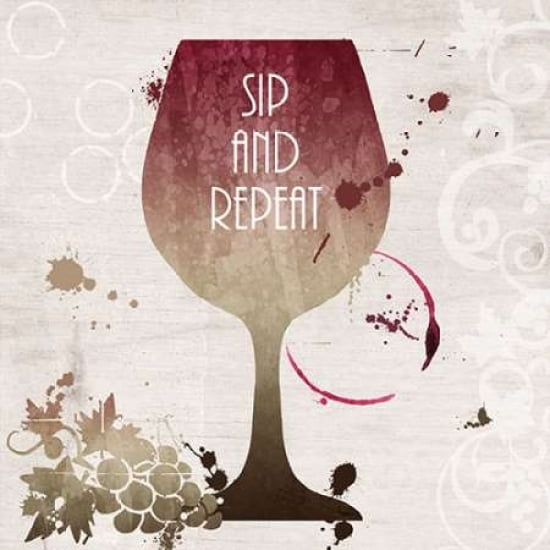 Sip and Repeat Canvas Art - Anna Quach (24 x 24)