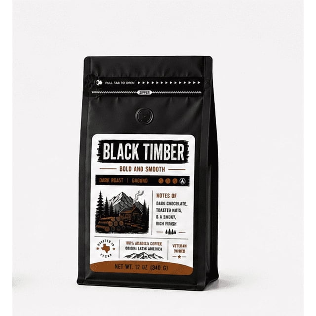 Sip and Settle Black Timber Dark Roast Ground Coffee, Smoky Mesquite ...