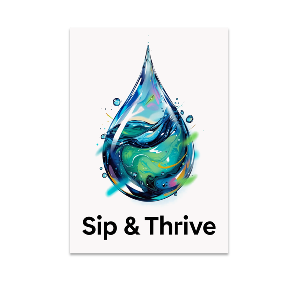 Sip and Thrive Wellness Water Art - Kitchen Decor Enthusiast - 13x19 Poster Print