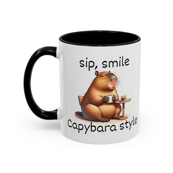 Sip, smile capybara style-Funny Humor capybara Accent Coffee Mug,11oz 15oz