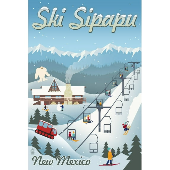 Sipapu, New Mexico, Retro Ski Resort (16x24 Giclee Gallery Art Print, Vivid Textured Wall Decor)