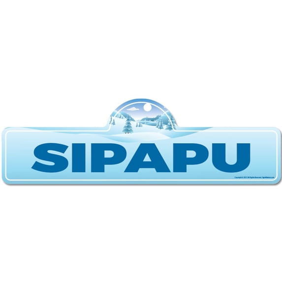 Sipapu Street Sign | Indoor/Outdoor | Skiing Skier Snowboarder Décor for Ski Lodge Cabin Mountian House | SignMission personalized gift