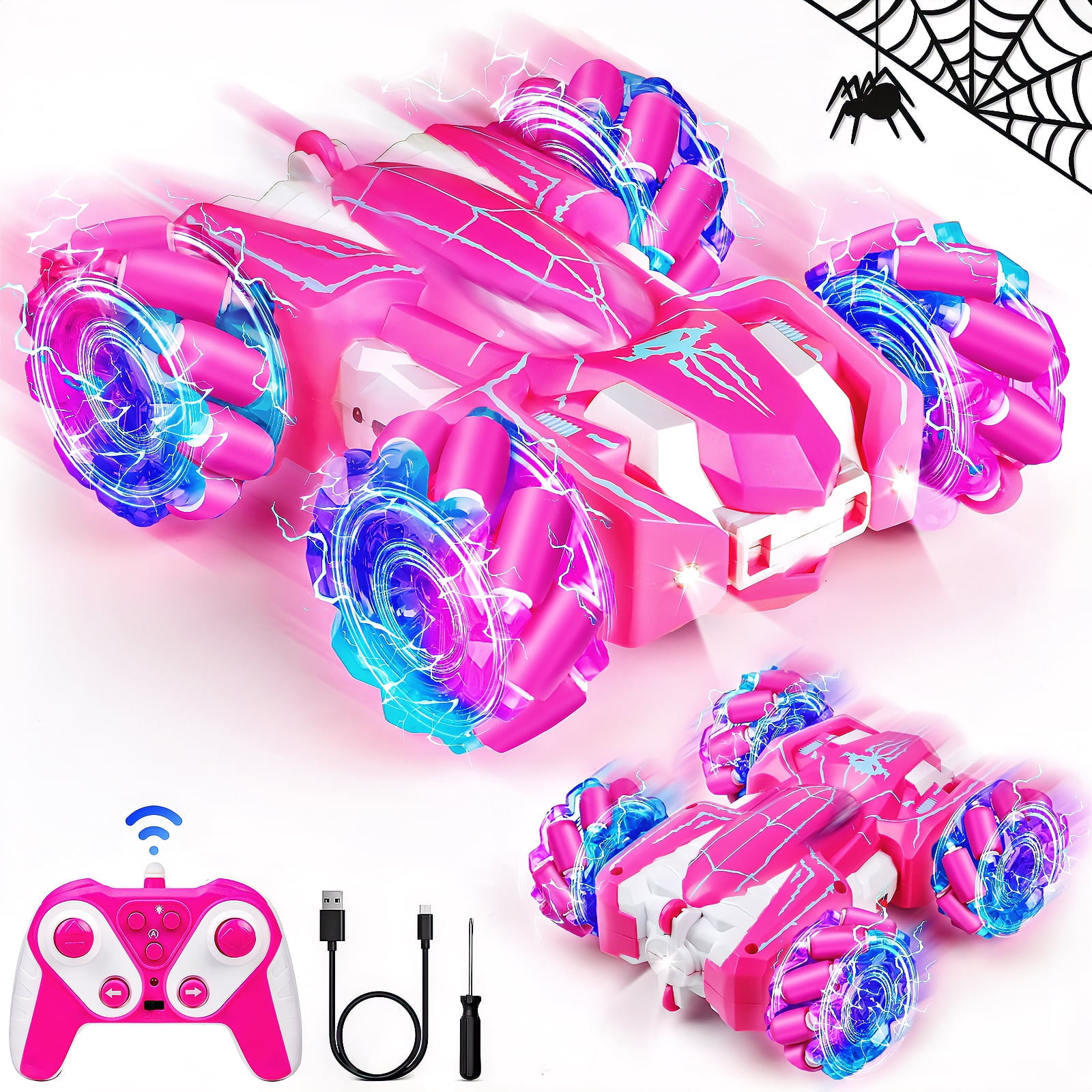 UQN Spider RC Stunt Cars for Kids, Rechargeable 360° Flip DoubleSided
