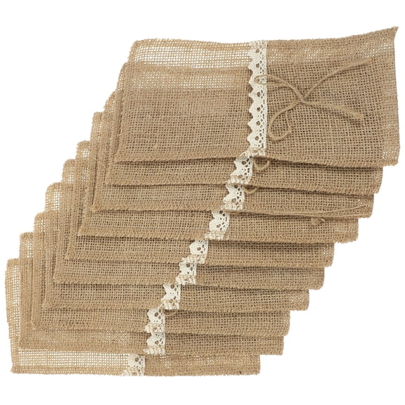 Sipeihong 10pcs Burlap Tableware Utensil Holders for Wedding Party