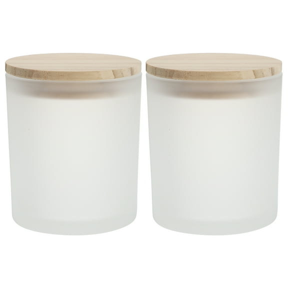 Sipeihong 2Pcs Round Glass Jars with Wood Lid - Kitchen Storage Containers