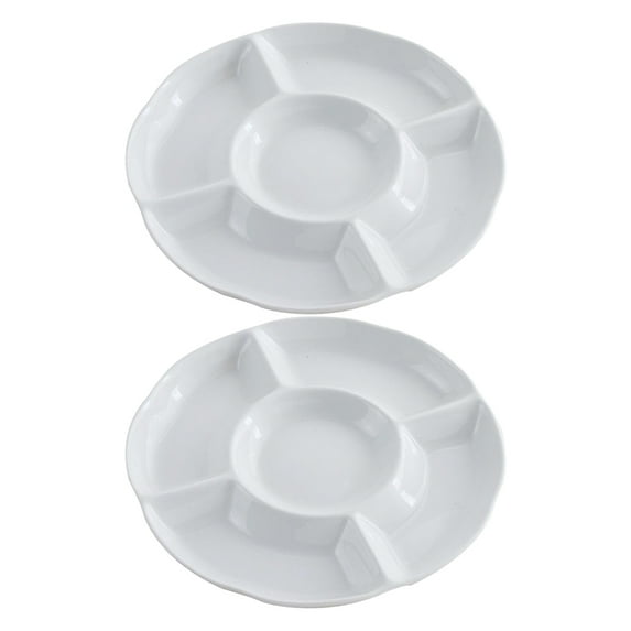 Sipeihong 2pc Divided Serving Tray Porcelain Platter for Chips Dip Veggies Candy