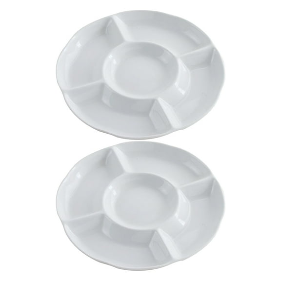 Sipeihong 2pc Divided Serving Tray Porcelain Platter for Chips Dip Veggies Candy
