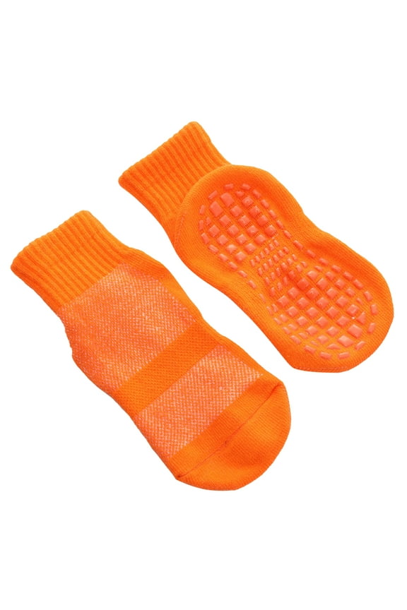 3 Pairs Non-slip Floor Socks Practical Children Cotton Trampoline Sock Dispensing Sports Socks for Kids-S Size (Orange, Fit for 1-4 Years Old)