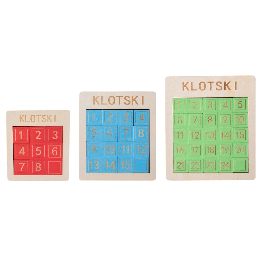 Sipeihong 3Pcs Wooden Klotski Sliding Block Puzzle Toy for Boys