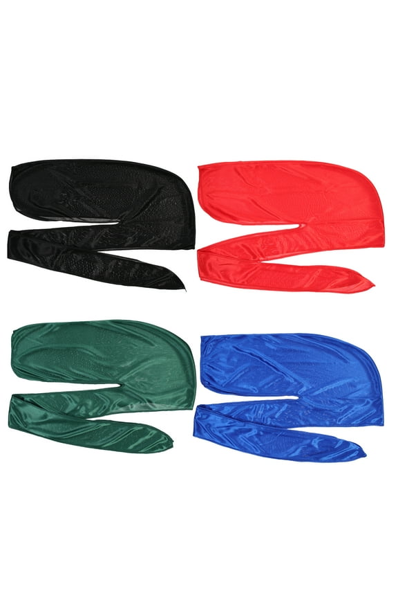 4pcs Men Do Rag Elastic Wrap Outdoor Cycling Long Tail Hat Breathable Caps