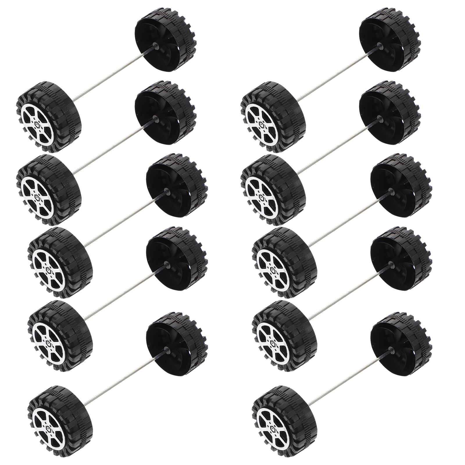20PCS Toy Car Wheels & Axles - 20mm Rubber Tires With 2mm Steel Shafts For DIY RC Models