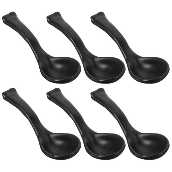 Sipeihong 6PCS Asian Soup Spoons - Black