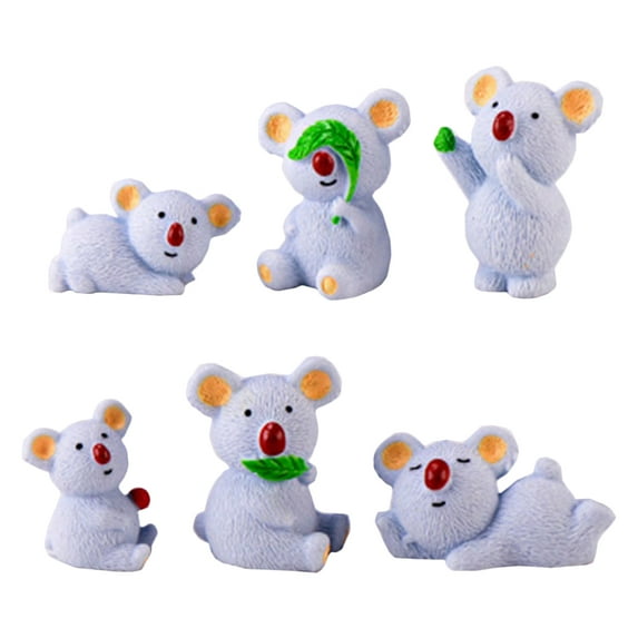Sipeihong 6pcs Mini Koala Figurines Garden Resin Sculpture Cake Topper DIY Decoration