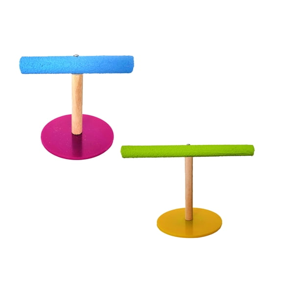 Sipeihong Bird Climbing Stand 2Pcs Funny T Shaped Bird Parrot Bridge Standing Rack Parrot Activity Climbing Toy Food Bowl Rack Random Color(Size Large+Size Small)