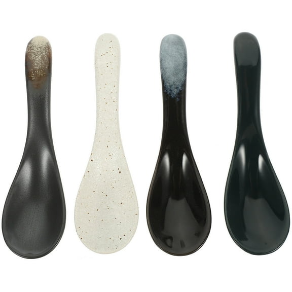 Sipeihong Ceramic Asian Soup Spoons for Pho Ramen Noodle Dumpling - 4Pcs