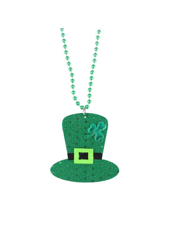 St. Patricks Day Sequins Hat Beads Green Shamrock Bead Chain Party Favors