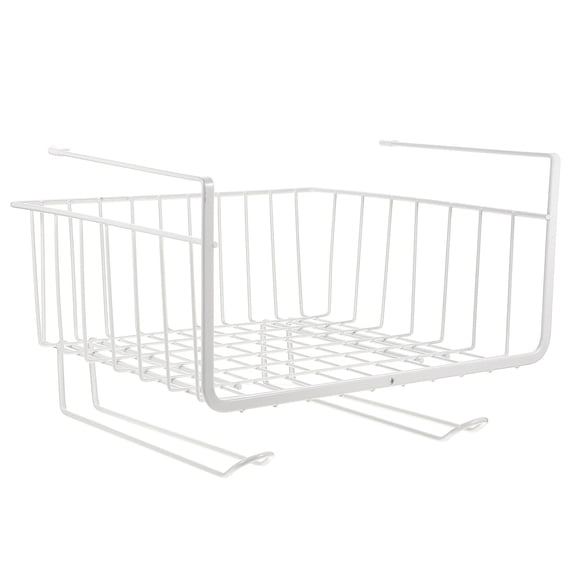 WASHWEPE Under Shelf Cabinet Basket White Wire Rack for Kitchen Storage and Space Maximizing