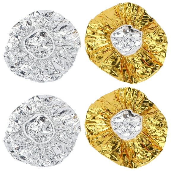 Sipeihong heated cap 4pcs Hair Styling Caps Disposable Aluminum Foil Waterproof Elastic Hair Coloring Caps (Golden and Silver for Each 2pcs)