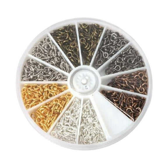 Sipeihong screw eye pins 600pcs Alloy Screw Rings Threaded Hook Self Tapping Nail Screw Threaded Hooks Eye Pin Peg Bails Jewelry Making Findings for Crafting (Mixed Color)