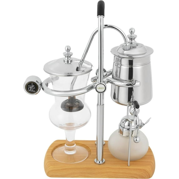 Siphon Coffee Maker Belgian/Belgium Family Balance Siphon/Syphon Coffee Maker Unique Gravity Vintage Coffee Maker Elegant Retro-Style Design Capacity: 500ml/15 oz (Silver)