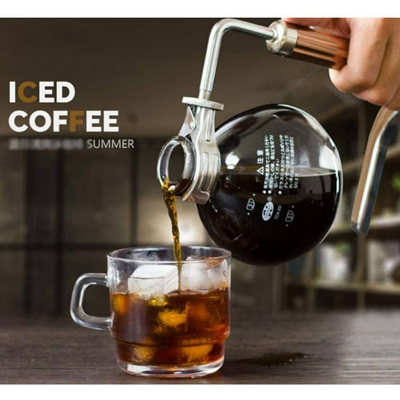 Siphon Coffee Maker Japanese Style Vacuum Glass Pot for 1-3 Cups with Alcohol Burner