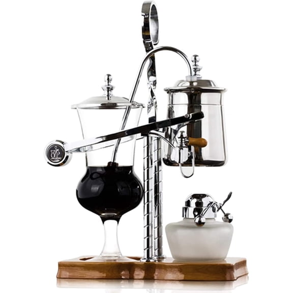 Siphon Coffee Makers Balance Siphon Coffee Make Coffee Maker Double Column Lamp Alcohol Container, Classic-Silver