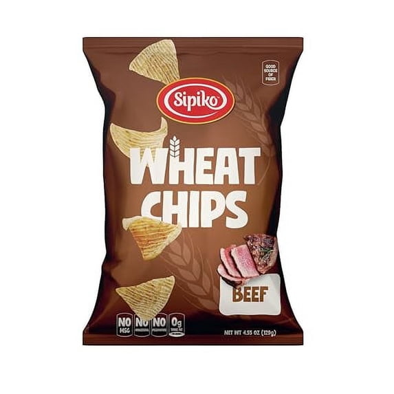 Sipiko Wheat Chips 4.55oz Beef Flavor Low Carb High Fiber & Protein Rich For Guilt-Free Snacking
