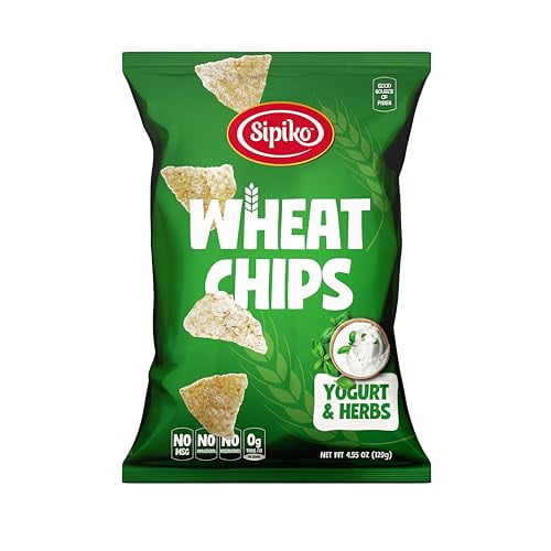 Sipiko Wheat Chips 4.55oz Yogurt & Herbs Flavor Low Carb High Fiber