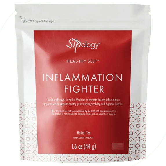 Sipology: Inflammation Fighter - 20 Tea Triangle Packs, Anti-Inflammatory Herbal Medicine Remedy, Digestive System Health Aid, Support Joint Function