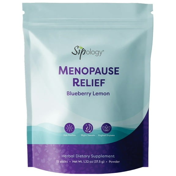 Sipology: Menopause Relief - Blueberry Lemon - 15 Stick Pack - Herbal Remedy Supplement, Womens Aid, Drug Free Natural Solution For Common Symptoms